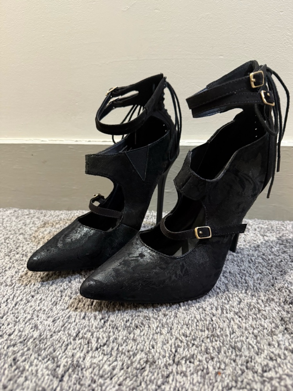 Privileged Black Strappy Heels – Mary Jane Style – Size 8.5